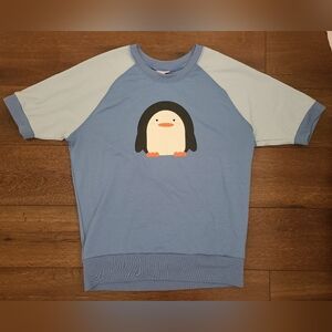 NEW LuLaRoe Home For The Holidays Christmas Penguin Blue Sz L